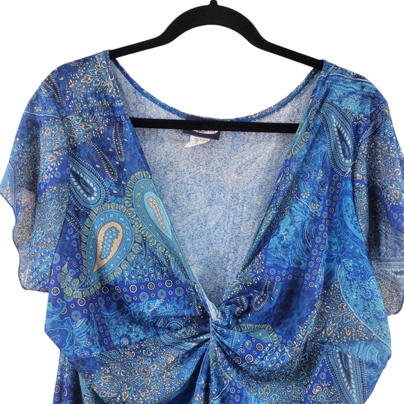 Zoey Beth Plus Top Size 3X Short Sleeve Paisley EUC - Picture 2 of 7